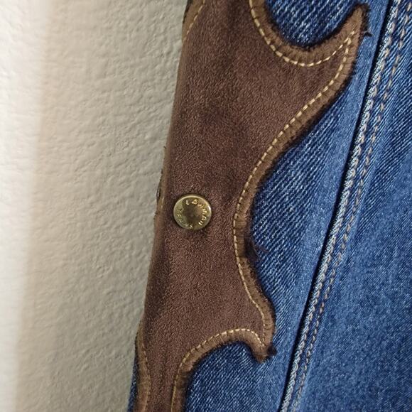 Vintage Lawman Jeans 32x33 Blue Western Leather Studded Pant Women Denim Tall - Picture 14 of 16